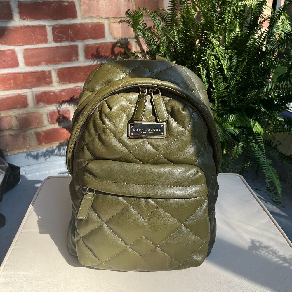 MARC by Marc Jacobs Moto Pillow Medium Quilted Backpack Olive Green